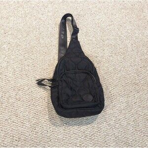 Pajar Quilted Puffer Shoulder Crossbody Sling Bag Black Travel Adjustable